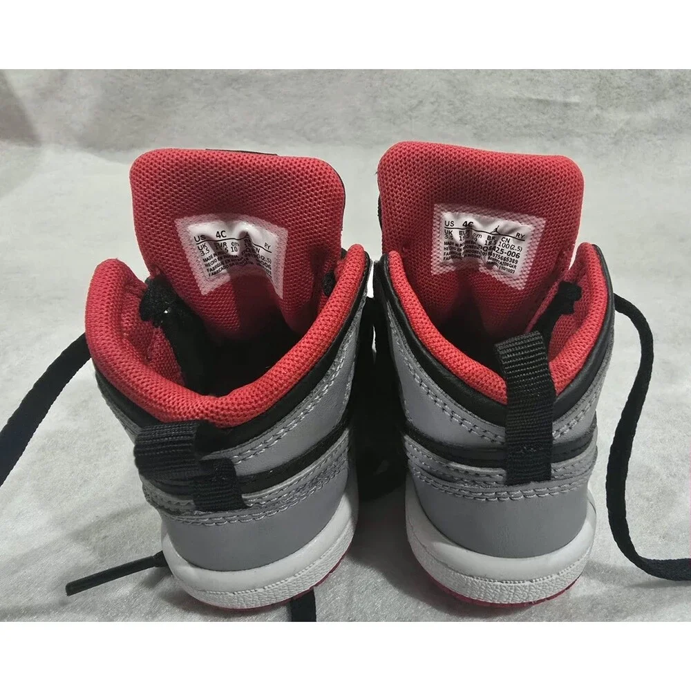Air Jordan 1 Mid (TD) Baby 4C (Black/Cement Grey-Fire Red-White) DQ8425-006